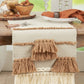 Fennco Styles Textured Boho 100% Wool Decorative Table Runner 16" W x 72" L - Natural Knotted Tassel Bohemian Table Cover for Home Décor, Dining Table, Banquets and Special Occasion