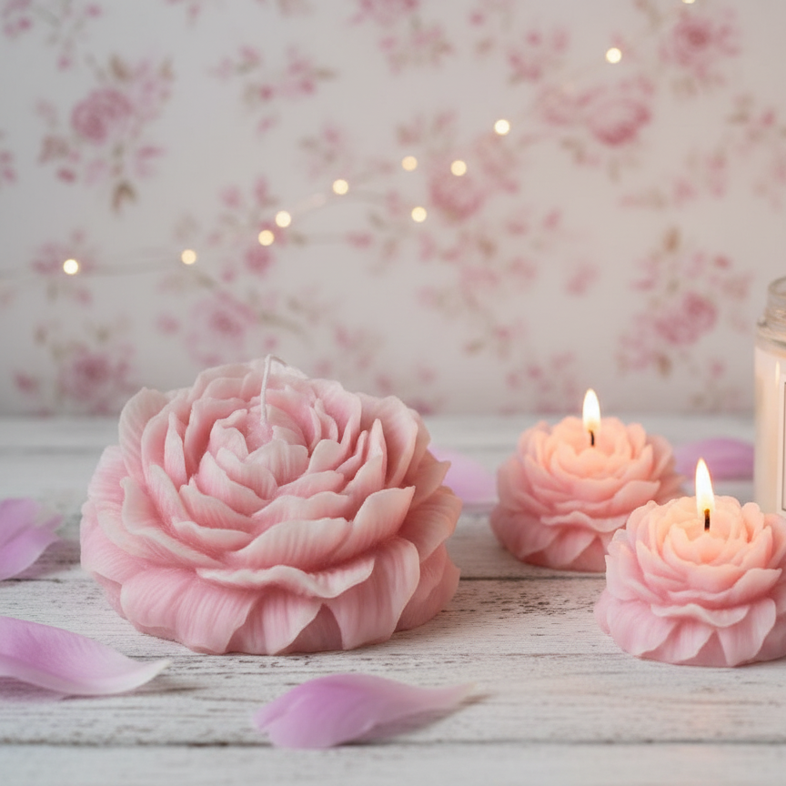 Huge Peony Candle | Sculptural Soy Wax
