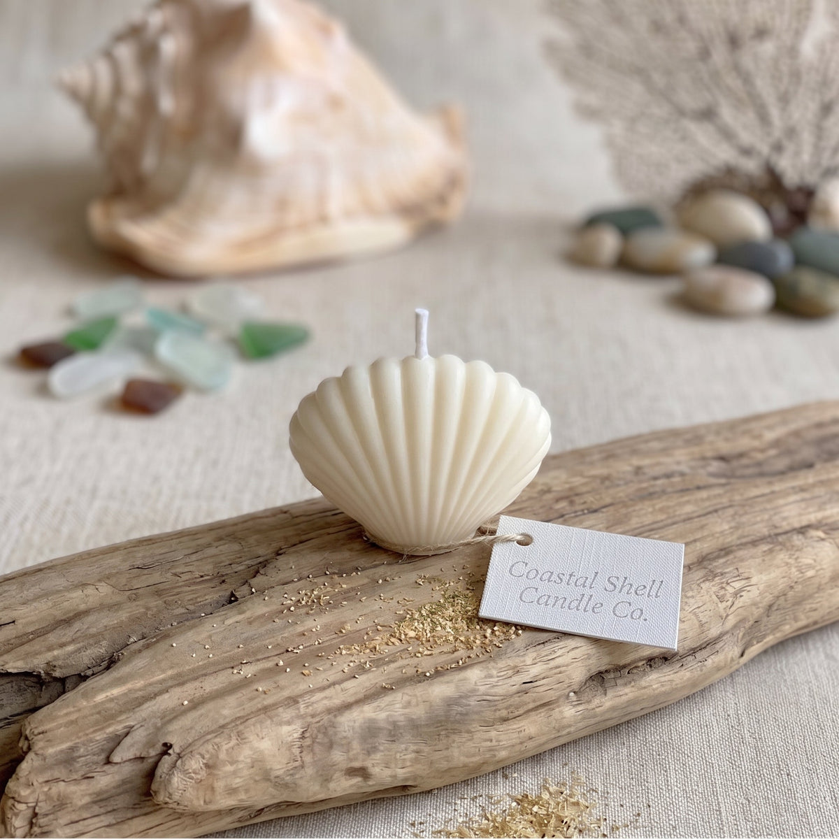 Shell Candle | Handmade Coastal Decor