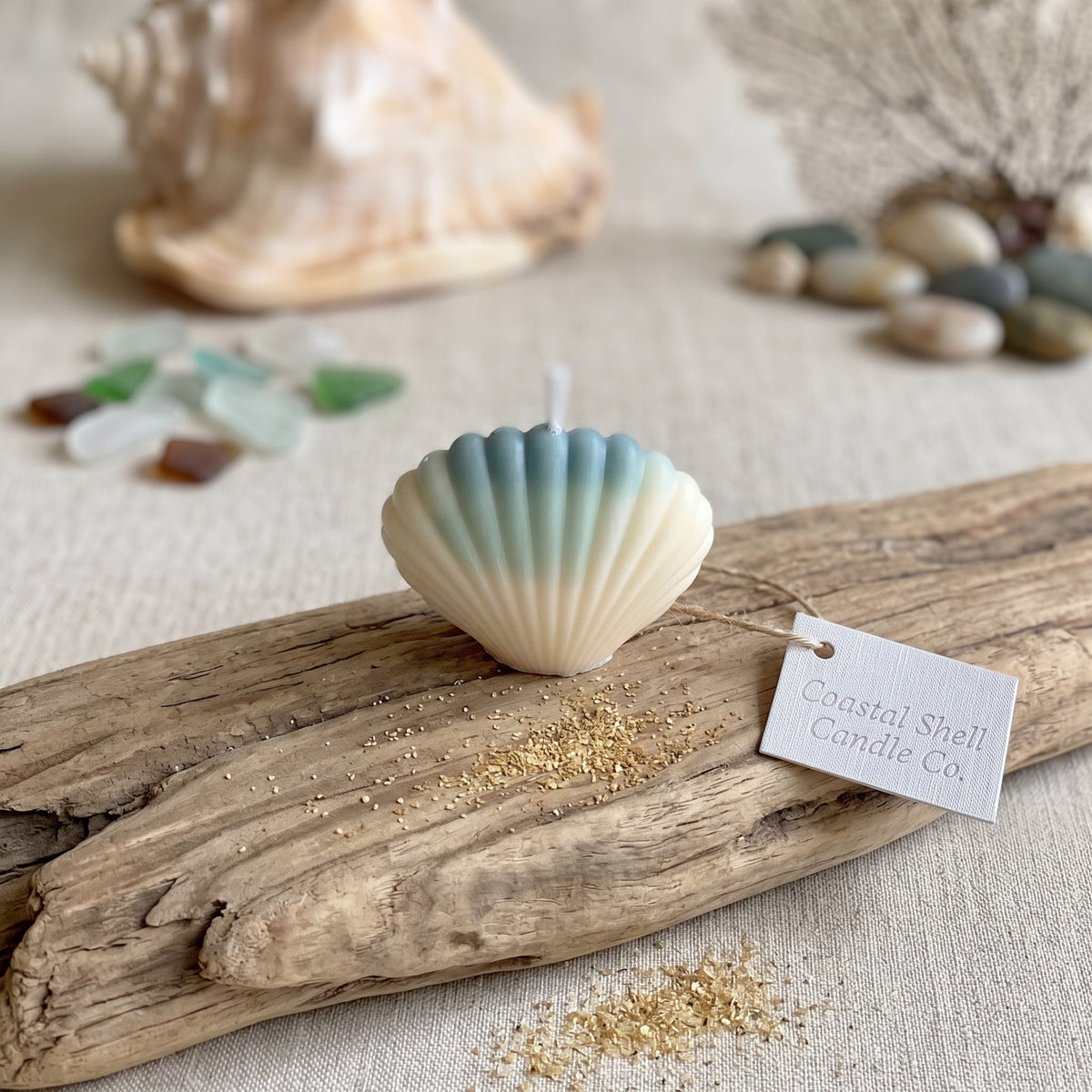 Shell Candle | Handmade Coastal Decor