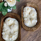 Dough Bowl Candle | Carved Wood Bowl | Floral Candle